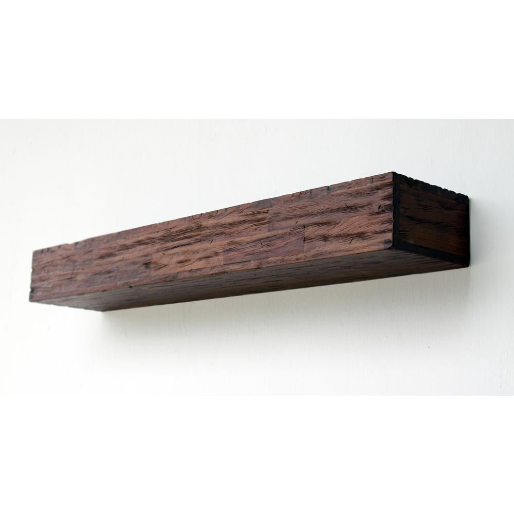 72" Antique Brown Fireplace Mantel Floating Wall Shelf Beam