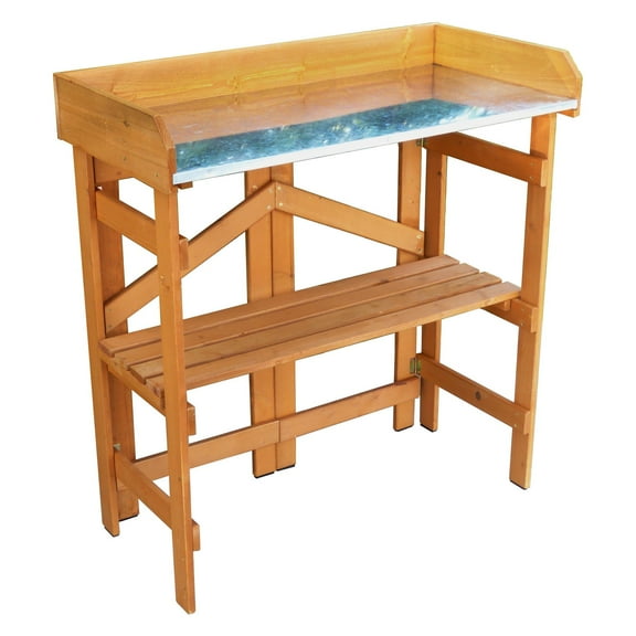 46.75" Brown Folding Utility Table and Potting Bench