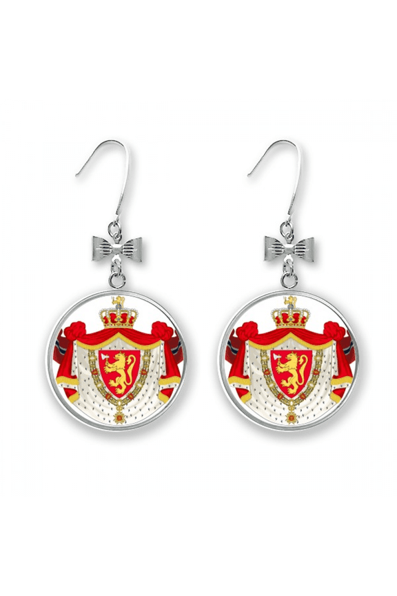 norway national emblem country symbol bow earrings drop stud pierced hook