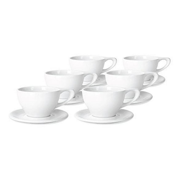 notNeutral LINO Porcelain Cup & Saucer Large Latte 12 oz (White, 6)