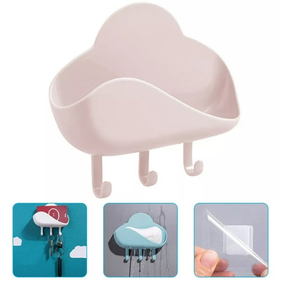 npkgvia Cloud Shape Soap Dish and Holder, 1 Count Cloud Shape Soap Box, Punch-Free Key Holder Home Storage Dishs Bathroom Kitchen,White,Clearance