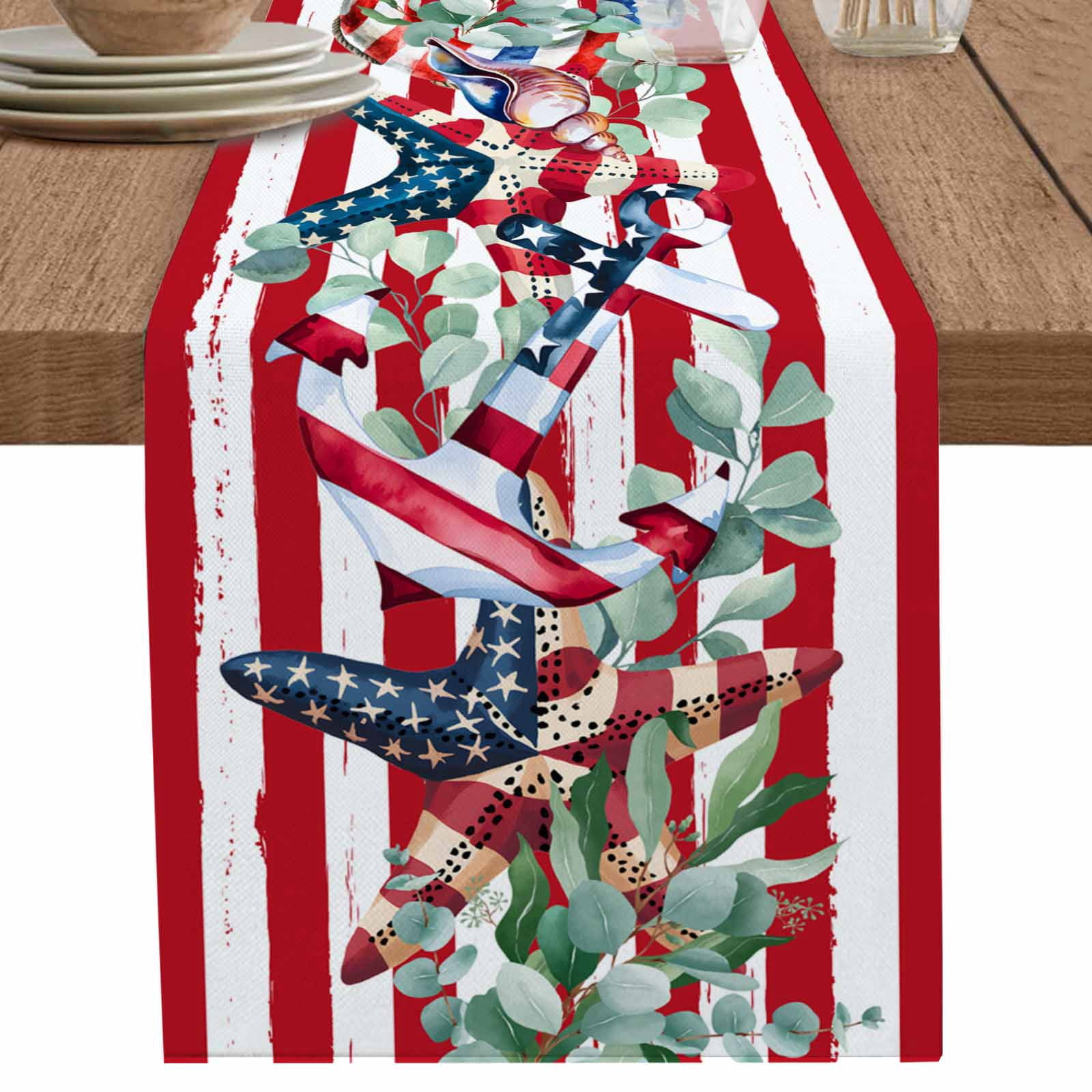 nqOlkjepod 4th of July Table Runner 72 Inches Long Farmhouse Dress ...