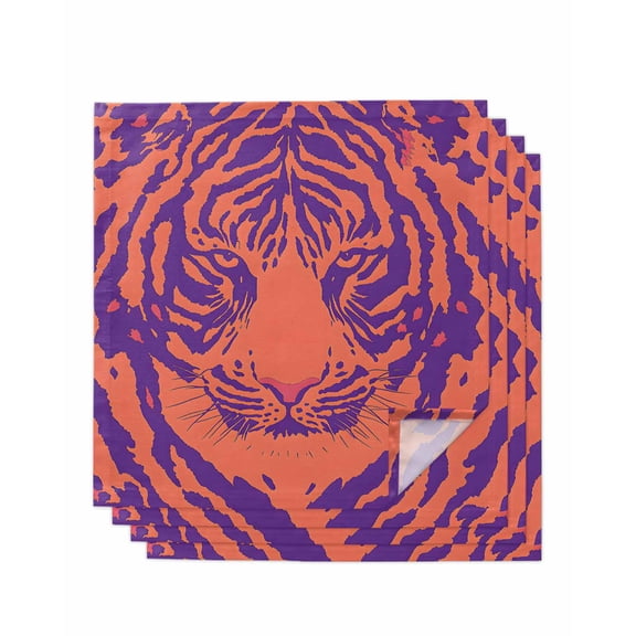 nqOlkjepod Abstract Tiger Cloth Napkins Set of 4 Reusable Dinner Napkins, Red Blue Abstract Animals Modern Art Cocktail Napkin Washable Table Napkins for Wedding/Holiday Party/Baby Shower 20"x20"