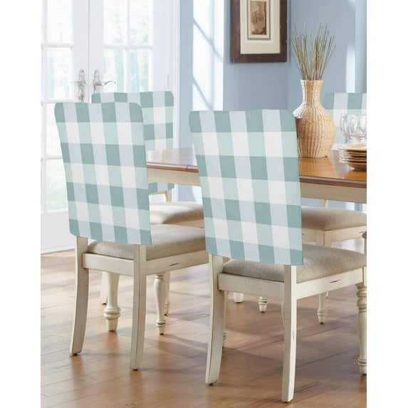 nqOlkjepod Aqua Plaid Chair Covers Set of 8, Decorative Chair Back Cover, Spring Summer Farmhouse Buffalo Checkered Dining Room Chair Slipcovers Removable Chair Protectors Covers for Party Banquet