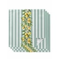 thumbnail image 1 of nqOlkjepod Aqua Stripes Lemon Cloth Napkins Set of 4 Reusable Dinner Napkins, Spring Botanical Plant Vertical Line Cocktail Napkin Washable Table Napkins for Wedding/Party/Baby Shower 20"x20", 1 of 8