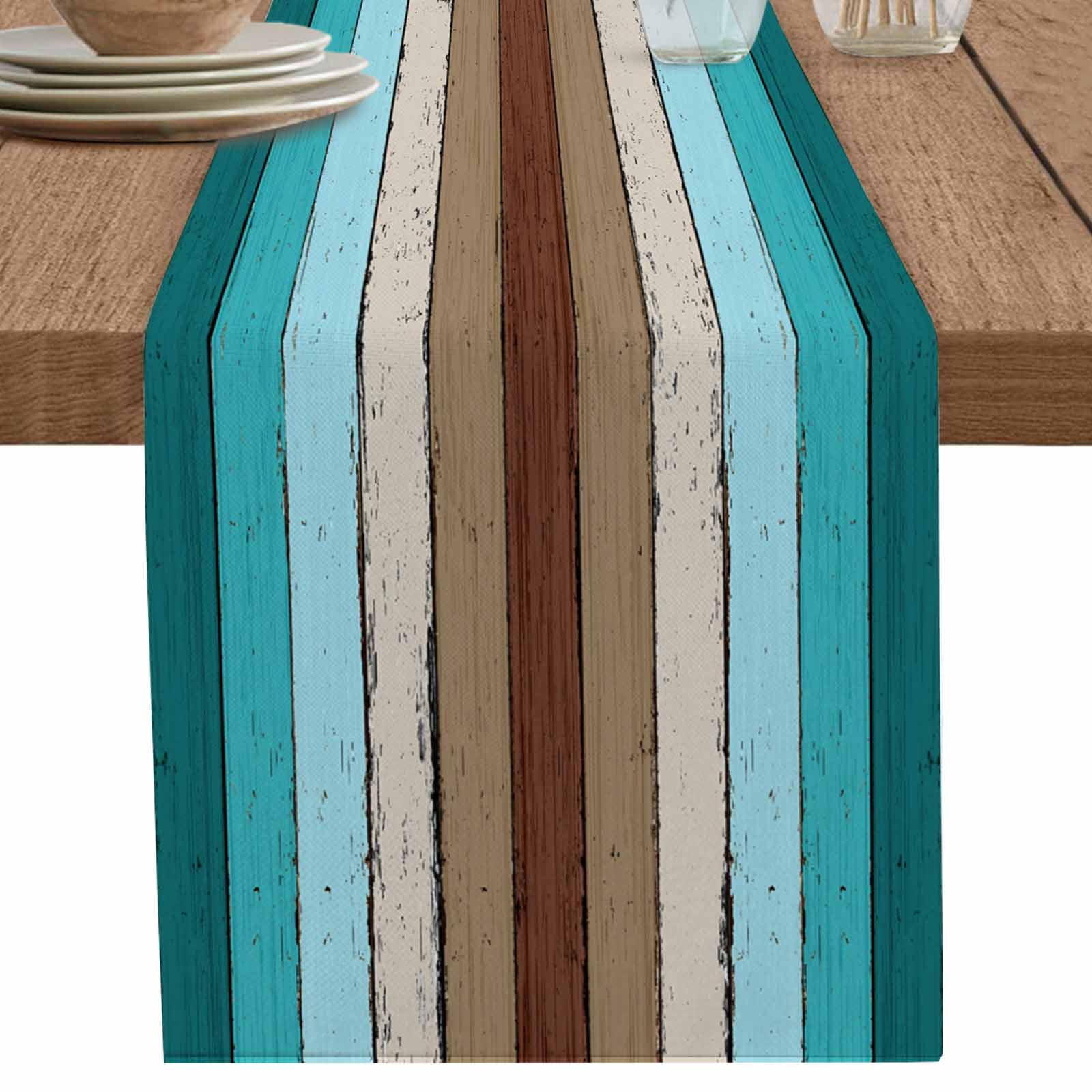nqOlkjepod Aqua Teal Table Runner 120 Inches Long Farmhouse Dress ...