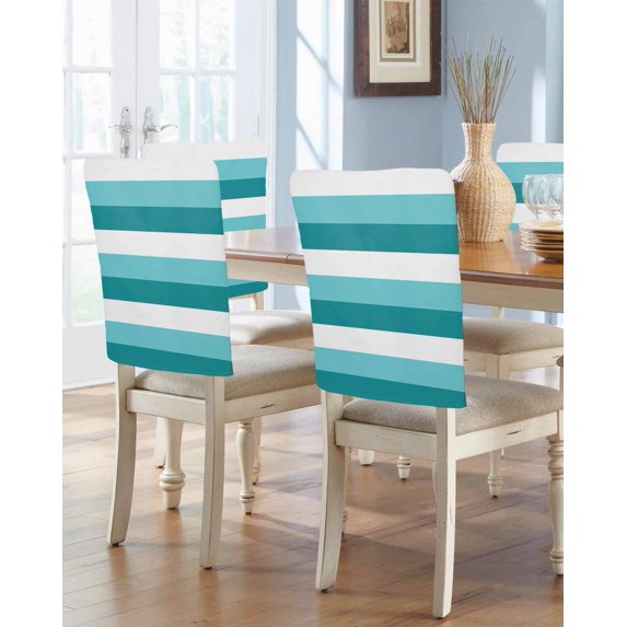 nqOlkjepod Aqua Teal White Striped Chair Covers Set of 4, Decorative Chair Back Cover, Farmhouse Stripes Dining Room Chair Slipcovers Removable Chair Protectors Covers for Party Banquet