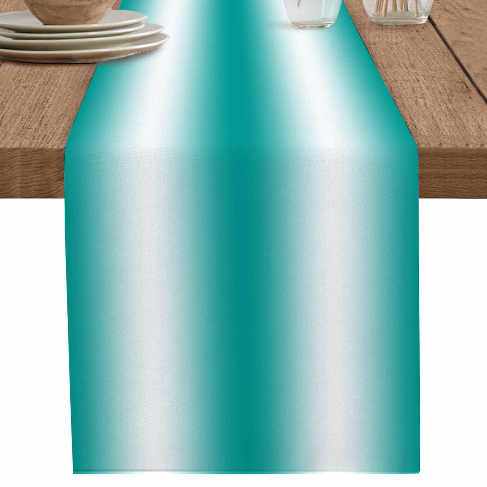 nqOlkjepod Aqua White Ombre Table Runner 72 Inches Long Farmhouse Dress ...