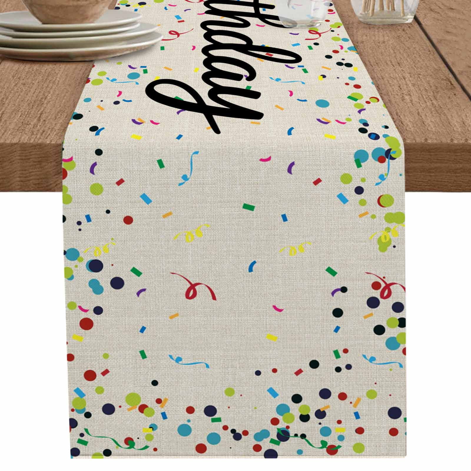 nqOlkjepod Beige Birthday Table Runner 72 Inches Long Farmhouse Dress ...