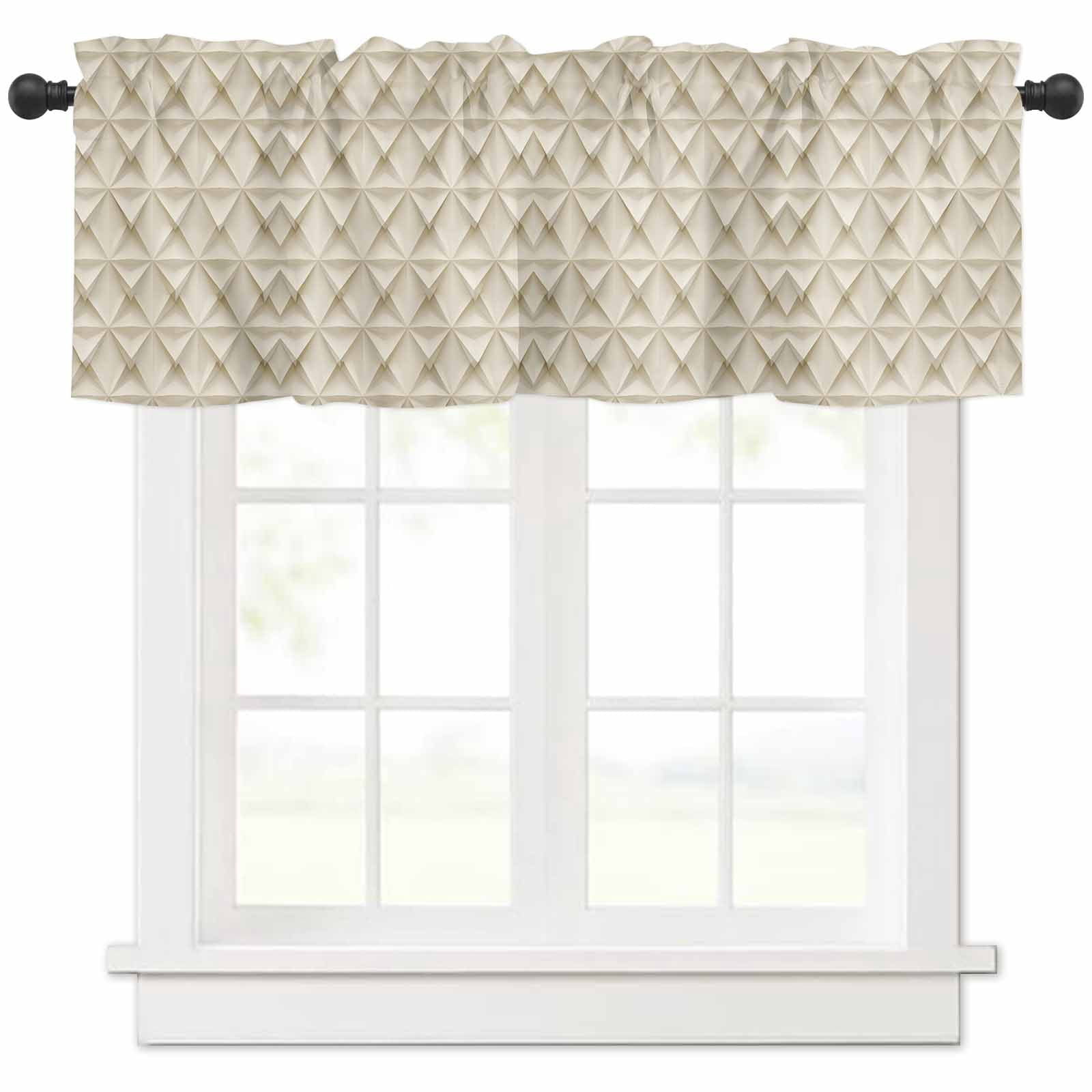 nqOlkjepod Beige Geometric Farmhouse Short Window Curtain Valances ...