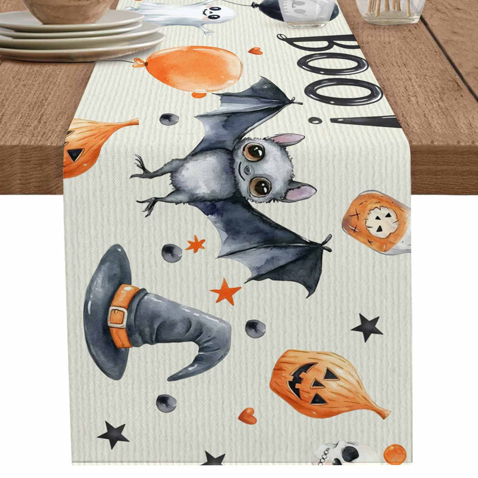 nqOlkjepod Beige Halloween Table Runner 48 Inches Long Farmhouse Dress ...