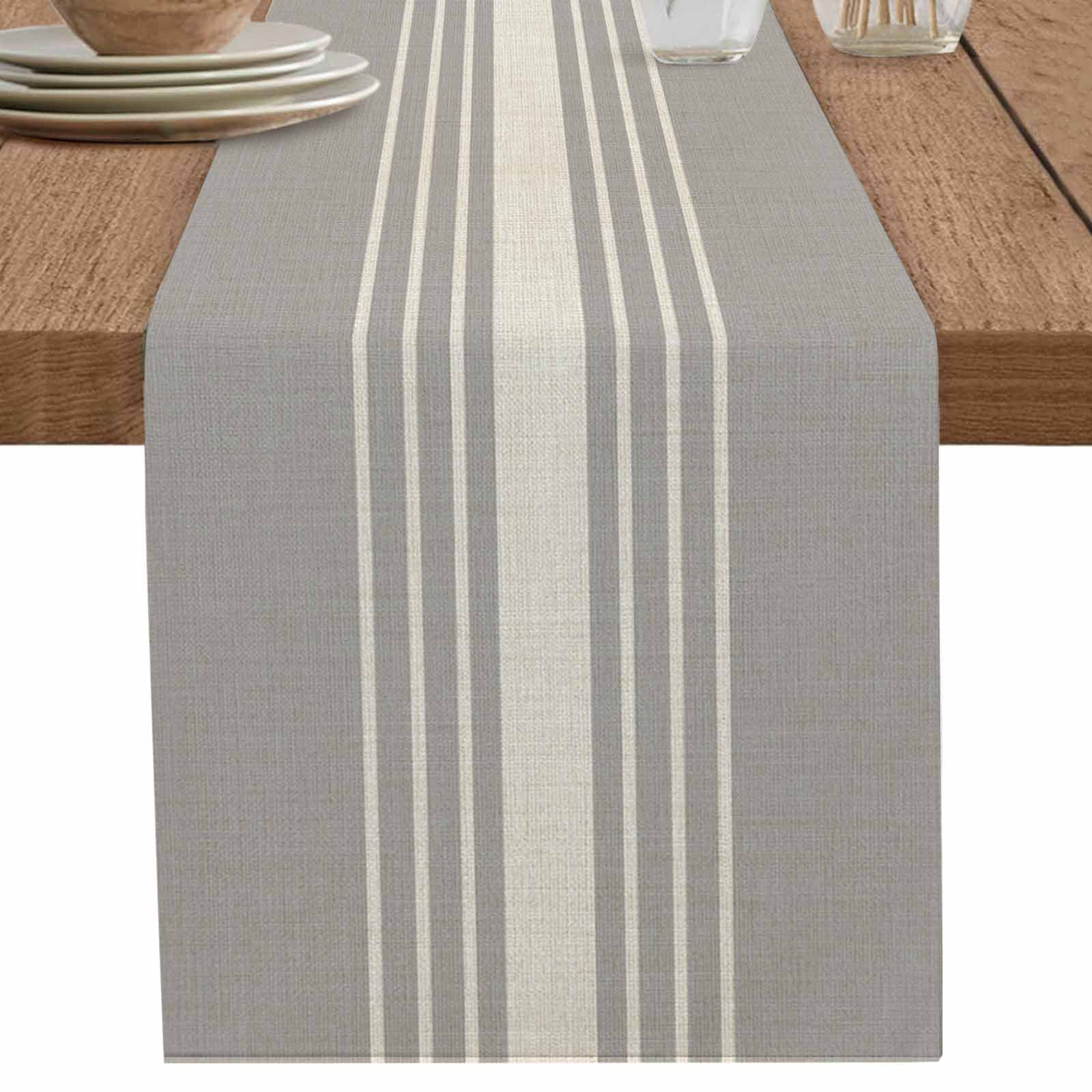nqOlkjepod Beige Striped Table Runner 120 Inches Long Farmhouse Dress ...