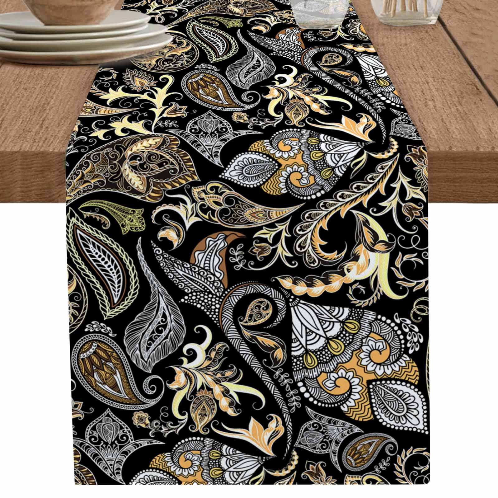 nqOlkjepod Black Floral Table Runner 72 Inches Long Farmhouse Dress ...