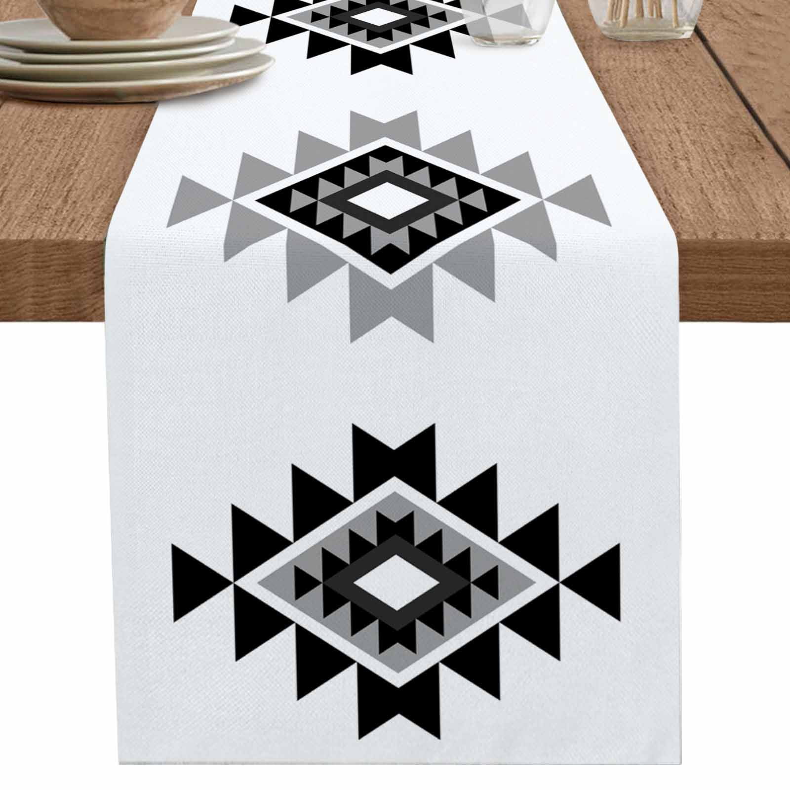 nqOlkjepod Black Gray Boho Table Runner 70 Inches Long Farmhouse Dress ...