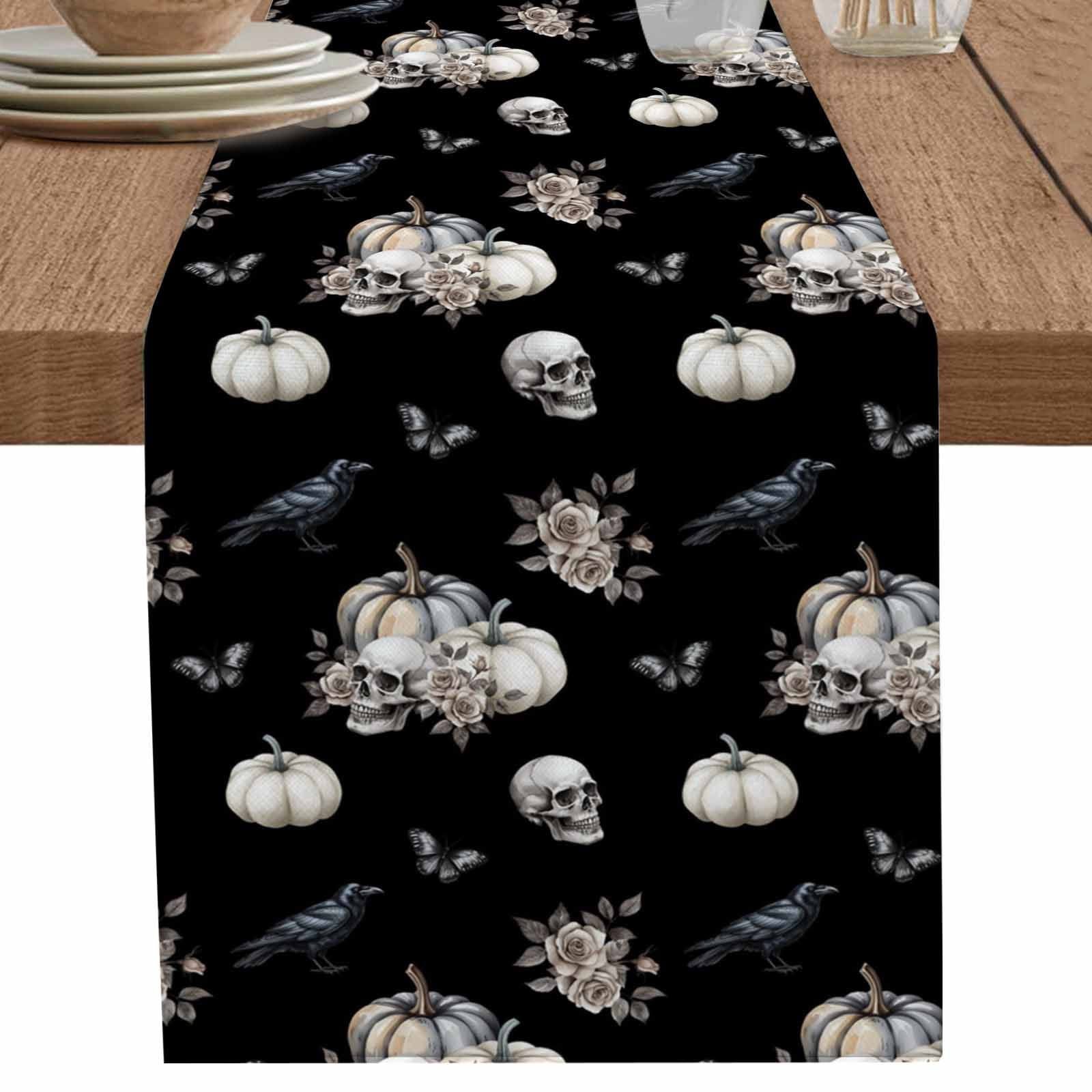 nqOlkjepod Black Halloween Table Runner 108 Inches Long Farmhouse Dress ...