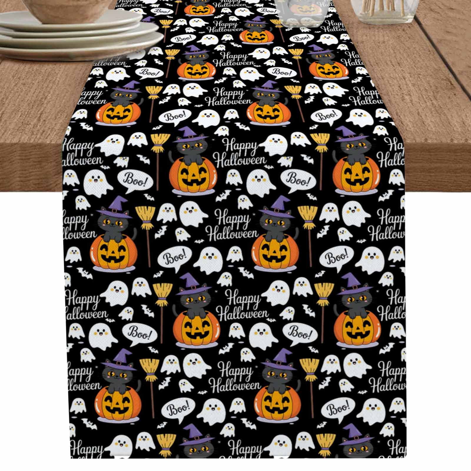 nqOlkjepod Black Halloween Table Runner 108 Inches Long Farmhouse Dress ...