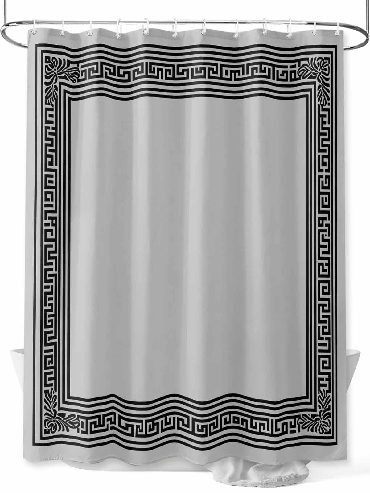 nqOlkjepod Black Retro Greek Key Shower Curtain, Waterproof Shower Curtains for Bathroom, Gray Greece Ancient Farmhouse Geo Washable Fabric Bathtub Curtain Set Bath Decor with 12 Hooks 72"x78"