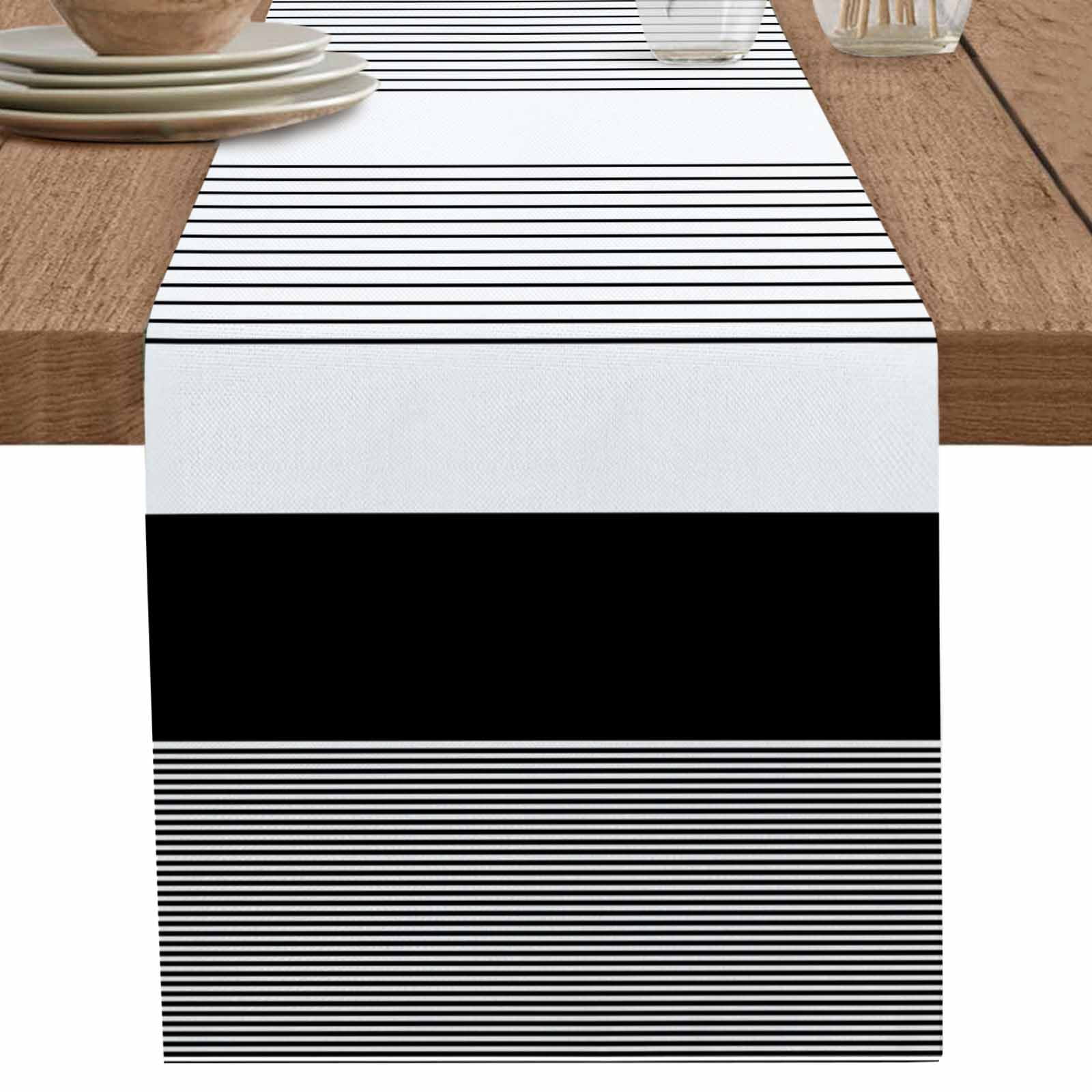 nqOlkjepod Black Stripe Table Runner 72 Inches Long Farmhouse Dress ...