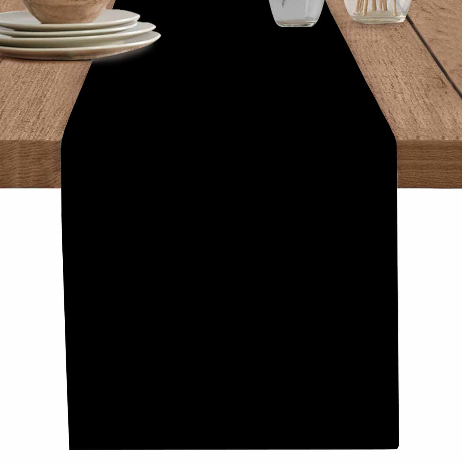 nqOlkjepod Black Table Runner 72 Inches Long Farmhouse Dress Scarves, Pure Black Dining Tablerunner for Coffee Table/Kitchen Island/Party Décor, 16" x 72"