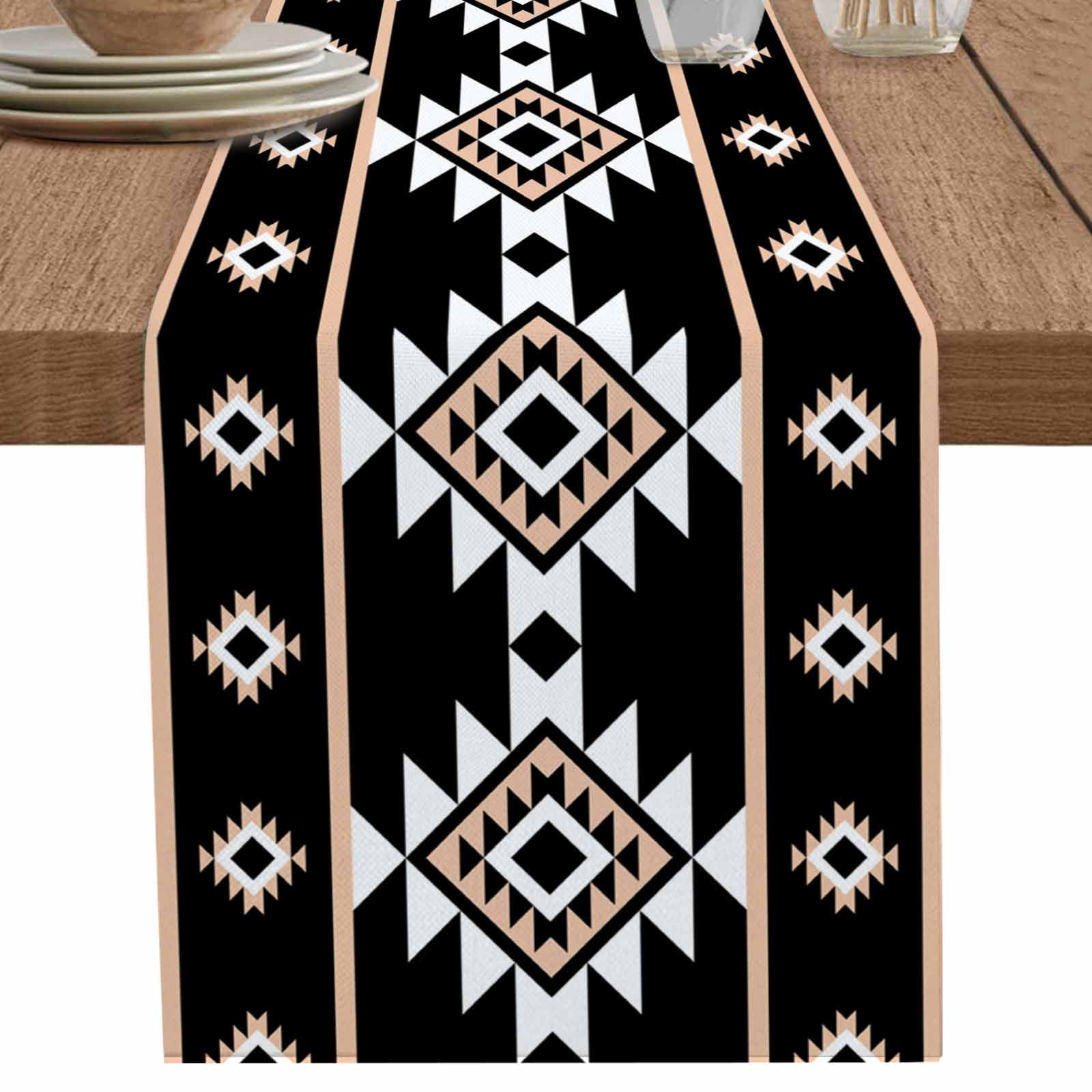 nqOlkjepod Black White Boho Table Runner 70 Inches Long Farmhouse Dress ...