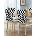 thumbnail image 1 of nqOlkjepod Black and White Checkered Chair Covers Set of 6, Decorative Chair Back Cover, Modern Irregular Geometric Dining Room Chair Slipcovers Removable Chair Protectors Covers for Party Banquet, 1 of 7