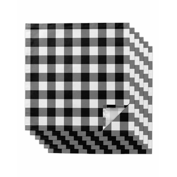 nqOlkjepod Black White Plaid Cloth Napkins Set of 6 Reusable Dinner Napkins, Gradient Geometric Buffalo Checkered Cocktail Napkin Washable Table Napkins for Wedding/Holiday Party/Baby Shower 20"x20"