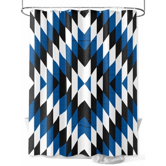 nqOlkjepod Blue Aztec Shower Curtain, Waterproof Shower Curtains for Bathroom, Black White Southwest Vintage Abstract Geometric Washable Bathtub Curtain Set Bath Decor with 12 Hooks Standard 72"x72"