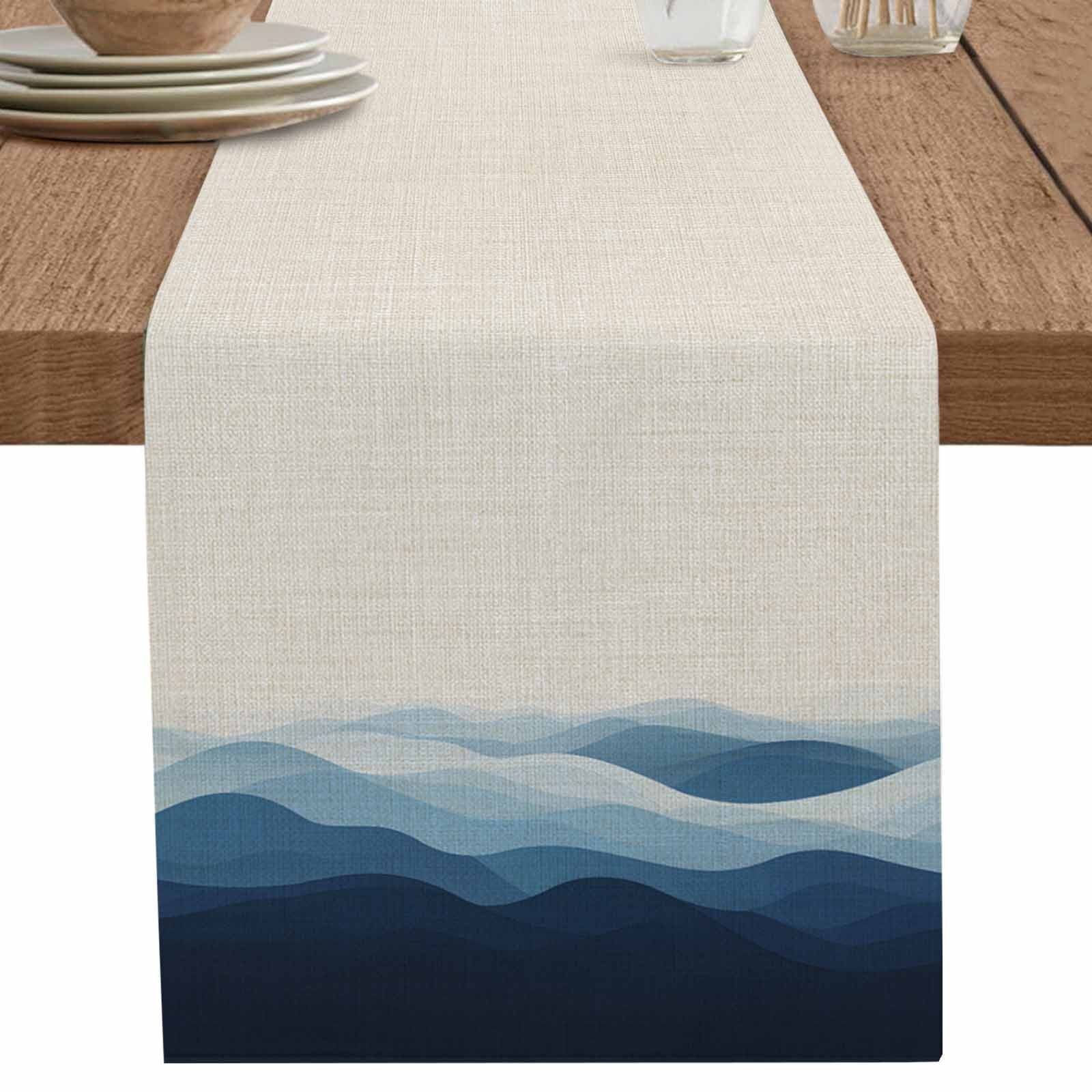 nqOlkjepod Blue Beige Ombre Table Runner 70 Inches Long Farmhouse Dress ...