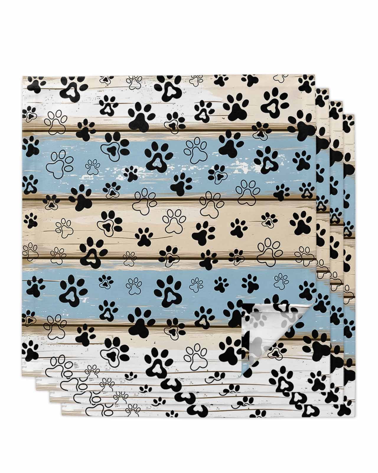 Photo inspiration: Gallery Detail: Nqolkjepod Blue Beige Paw Print Cloth Napkins Set Of 4
