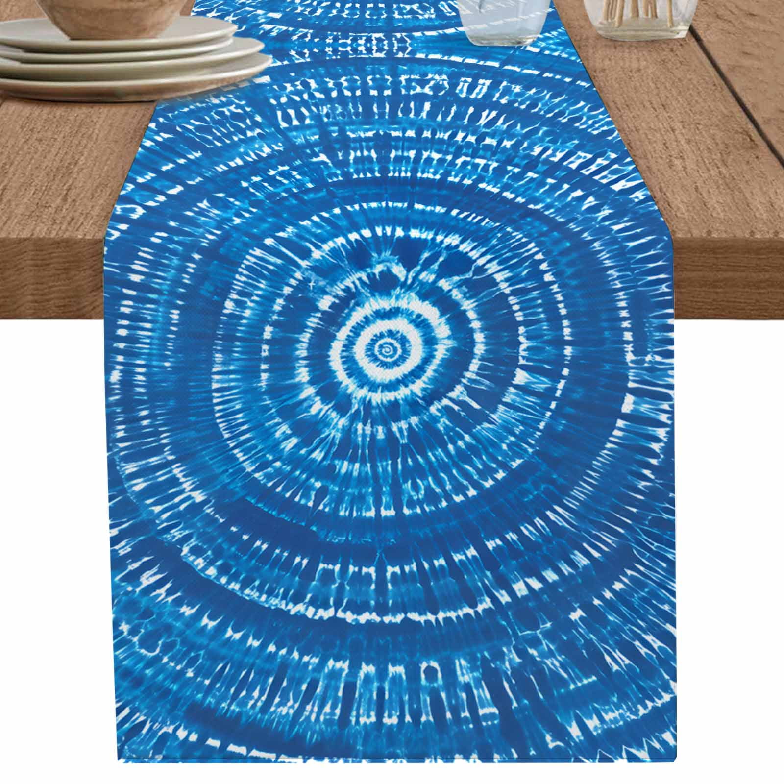 nqOlkjepod Blue Boho Geometric Table Runner 72 Inches Long Farmhouse ...