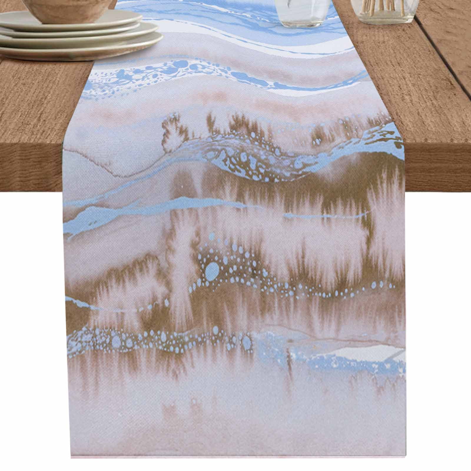 nqOlkjepod Blue Brown Ombre Table Runner 72 Inches Long Farmhouse Dress ...