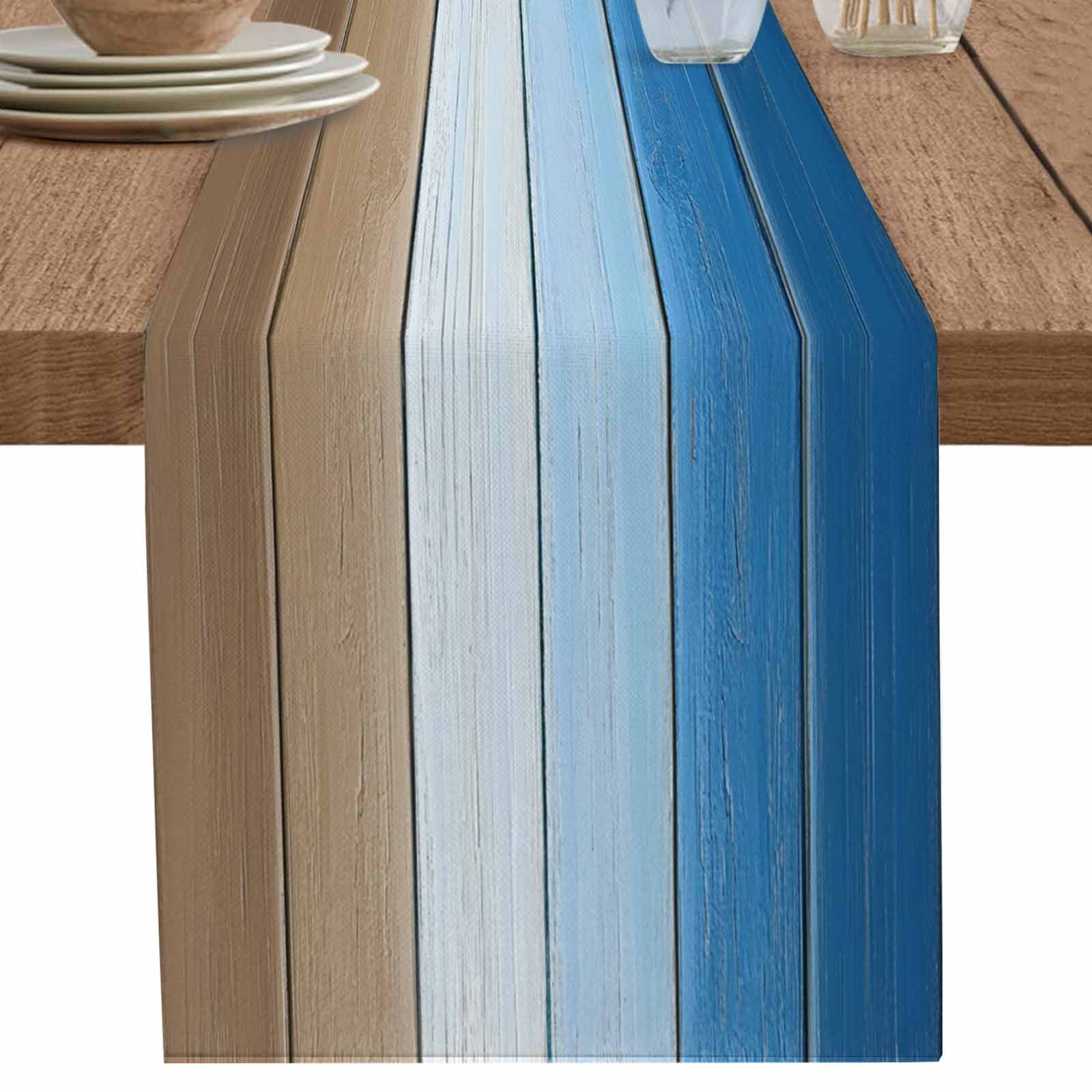 nqOlkjepod Blue Brown Table Runner 70 Inches Long Farmhouse Dress ...