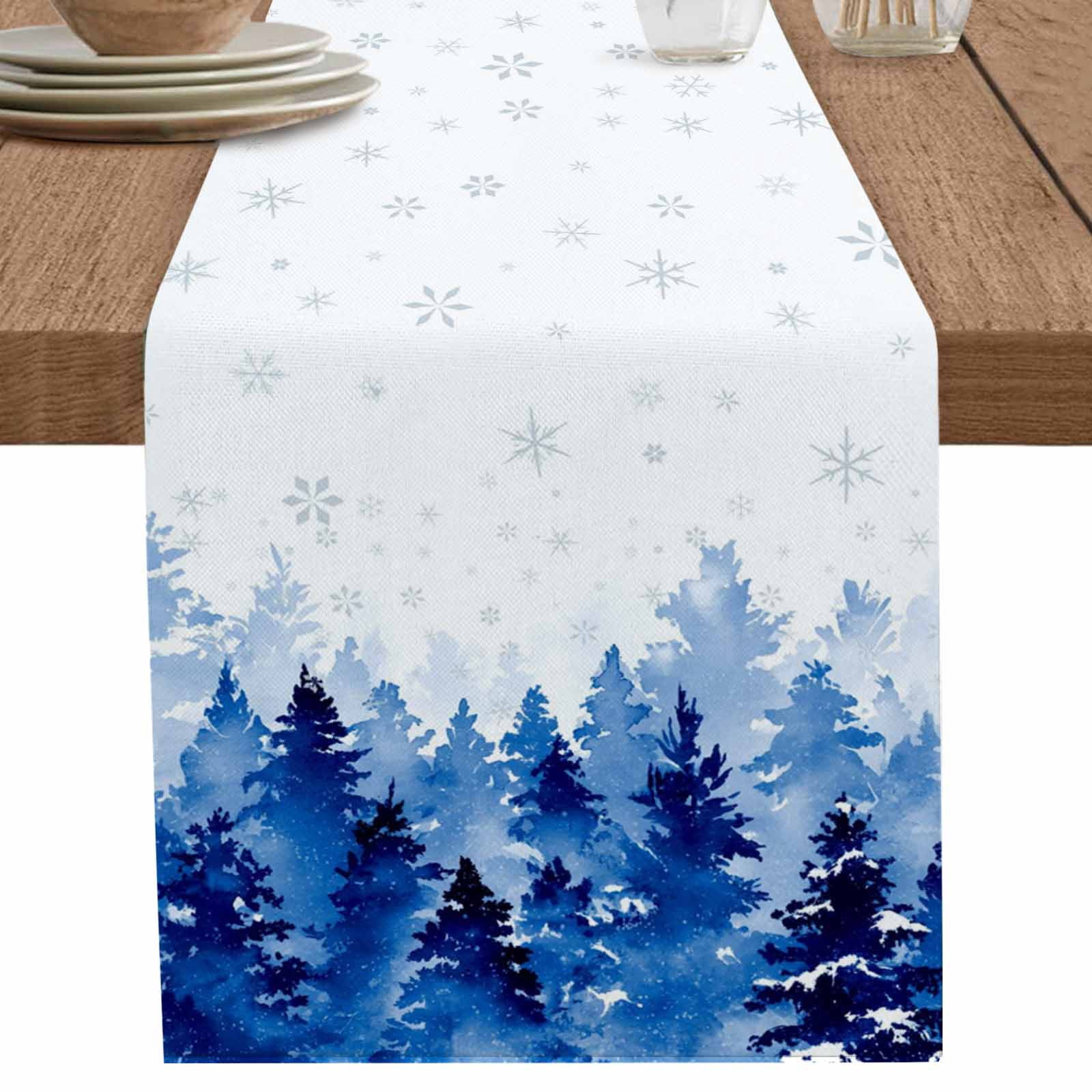nqOlkjepod Blue Christmas Table Runner 72 Inches Long Farmhouse Dress ...