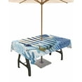 thumbnail image 1 of nqOlkjepod Blue Coastal Fish Outdoor Tablecloth with Umbrella Hole & Zipper, Summer Ocean Flower Stripe Coral Rectangle Table Cover 54x80 Inch, Dining Waterproof Table Cloth Protector for Patio, 1 of 7