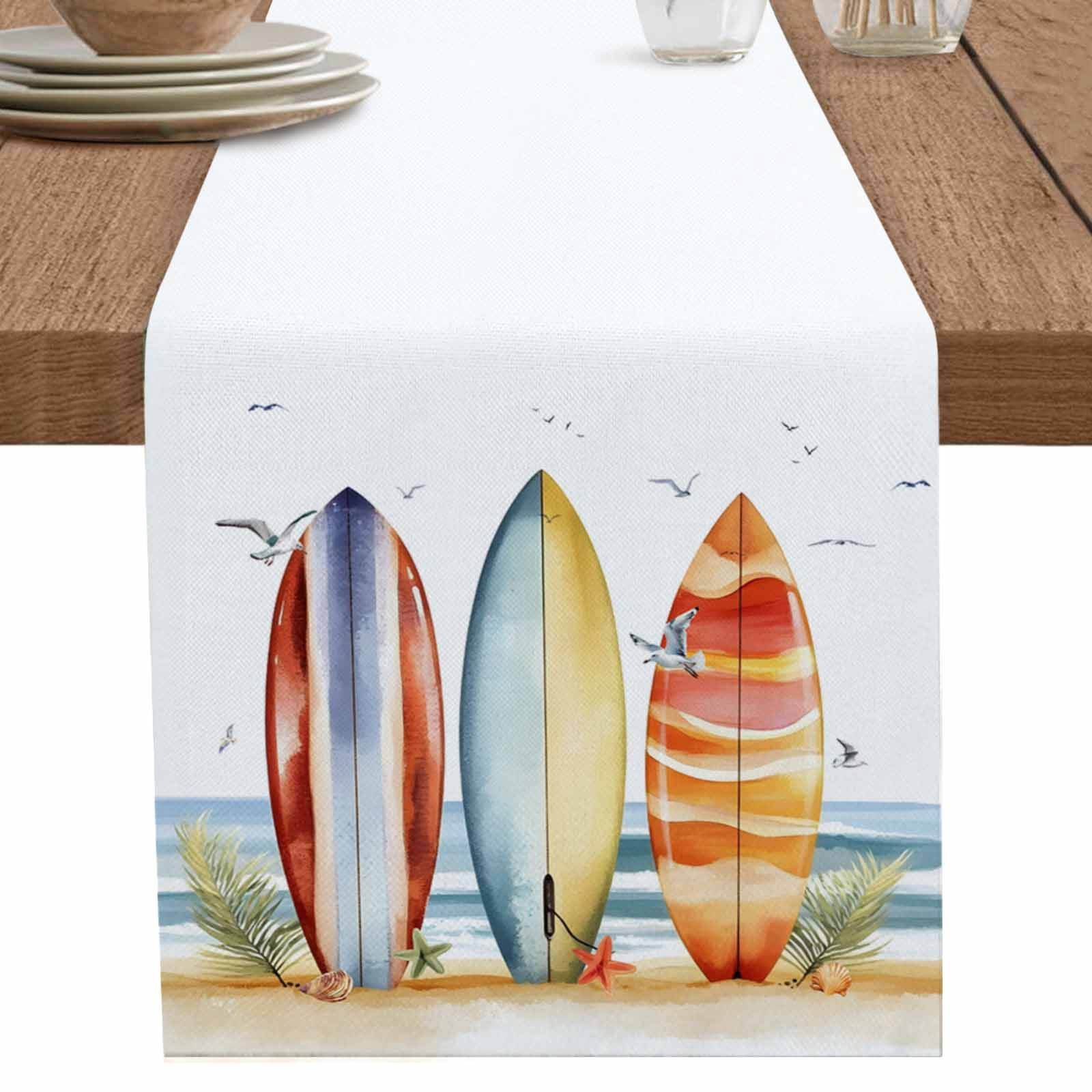 nqOlkjepod Blue Coastal Table Runner 72 Inches Long Farmhouse Dress ...