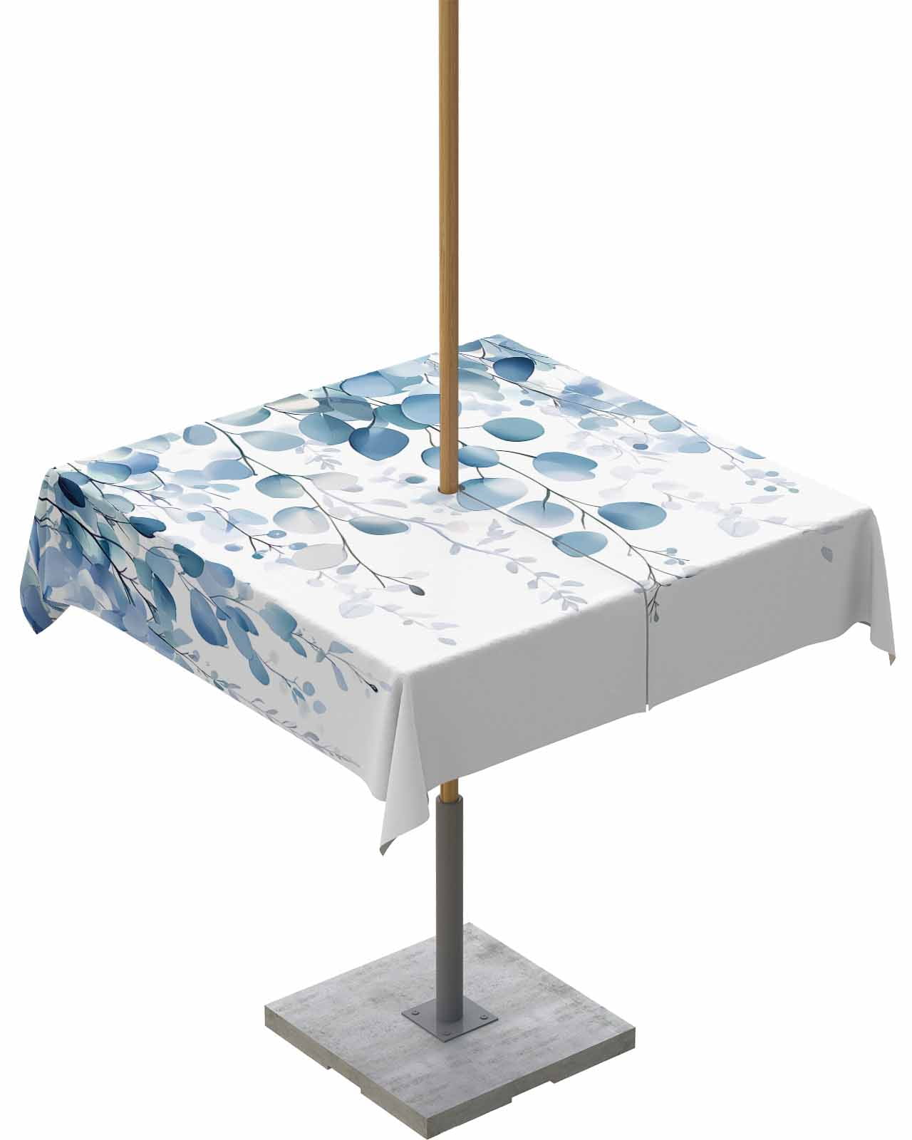 Waterproof Table Cover with blue leaves main image 0