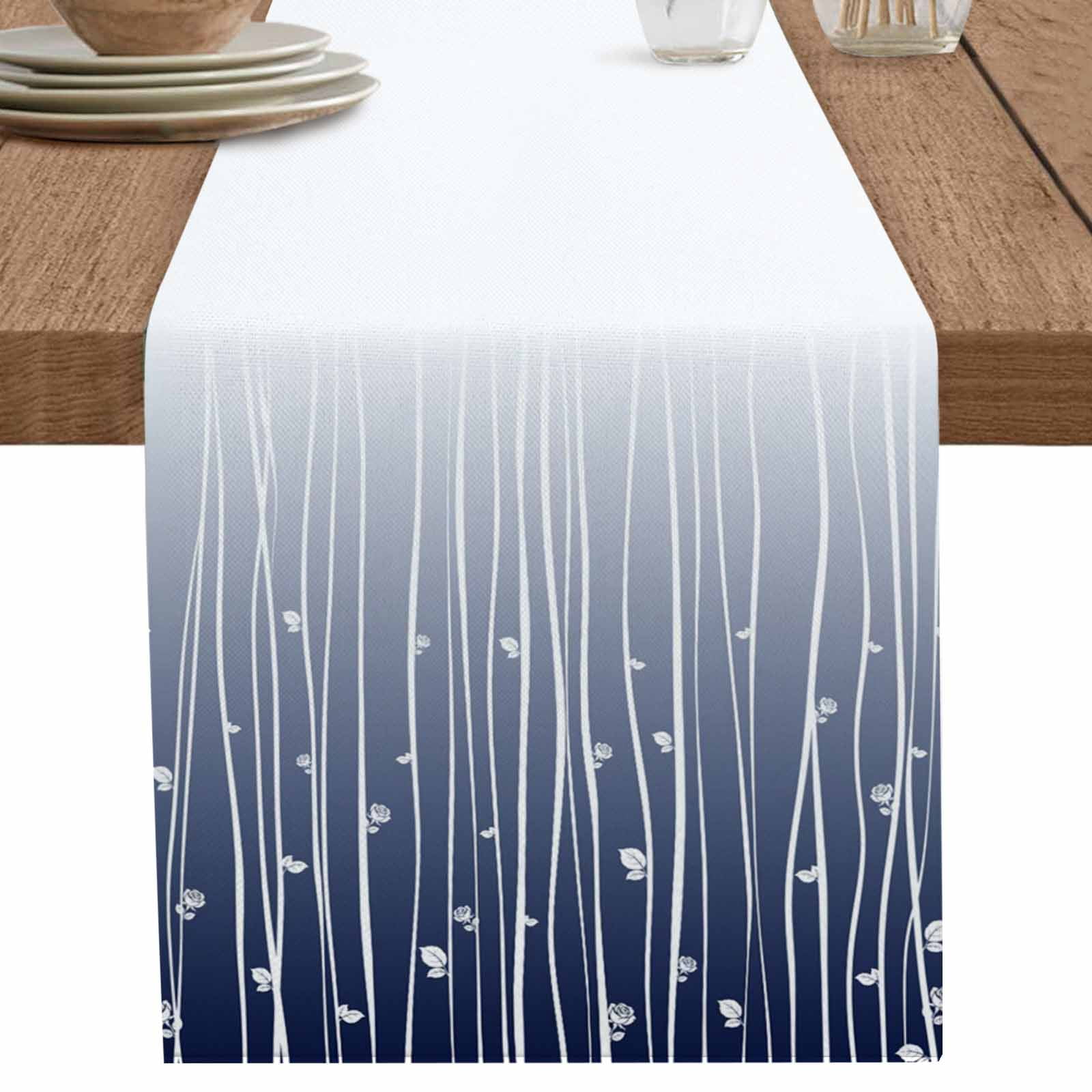 nqOlkjepod Blue Floral Table Runner 72 Inches Long Farmhouse Dress ...