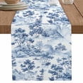 thumbnail image 1 of nqOlkjepod Blue Garden Forest Table Runner 36 Inches Long Farmhouse Dress Scarves, Modern Art Vintage Nature Rock Dining Tablerunner for Coffee Table/Kitchen Island/Party Décor, Small 13" x 36", 1 of 8