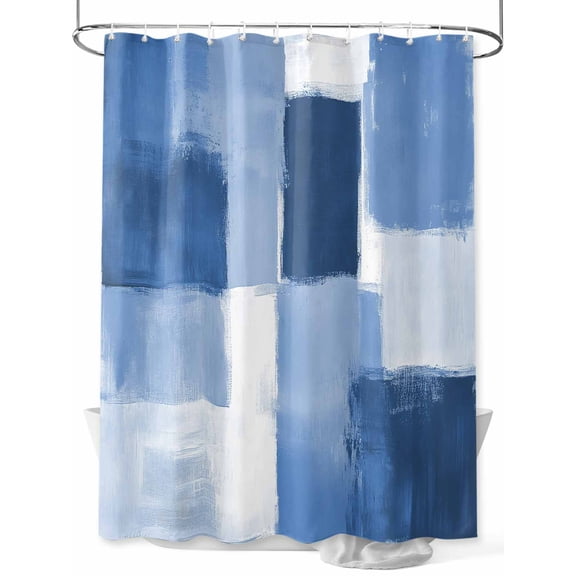 nqOlkjepod Blue Geometric Shower Curtain, Waterproof Shower Curtains for Bathroom, Watercolor Ombre Modern Abstract Art Washable Fabric Bathtub Curtain Set Bath Decor with 12 Hooks Long 72"x84"