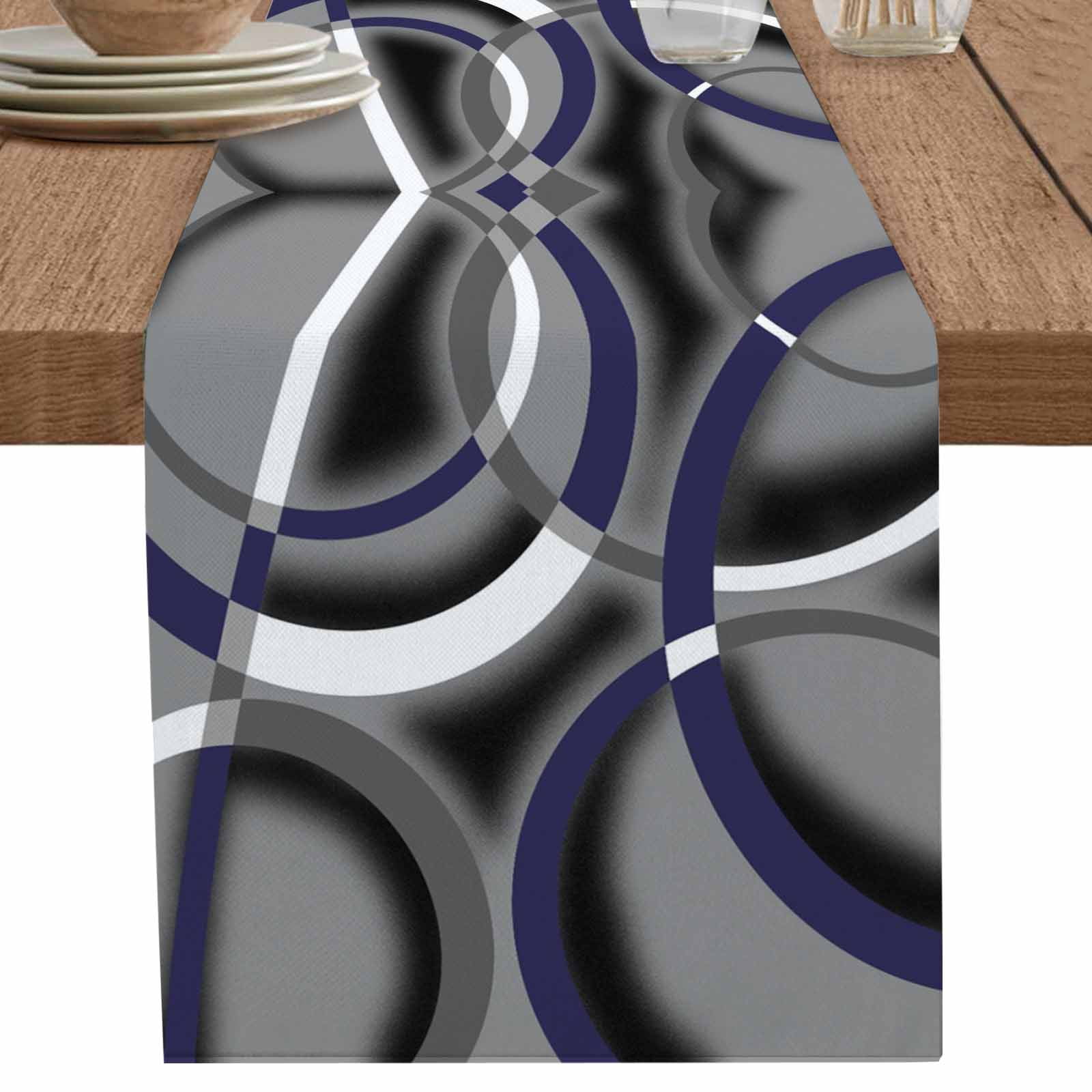nqOlkjepod Blue Geometric Table Runner 72 Inches Long Farmhouse Dress ...