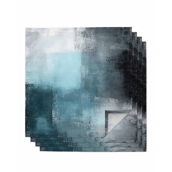 nqOlkjepod Blue Gray Cloth Napkins Set of 4 Reusable Dinner Napkins, Retro Abstract Gradient Plaid Geometric Art Cocktail Napkin Washable Table Napkins for Wedding/Holiday Party/Baby Shower 20"x20"
