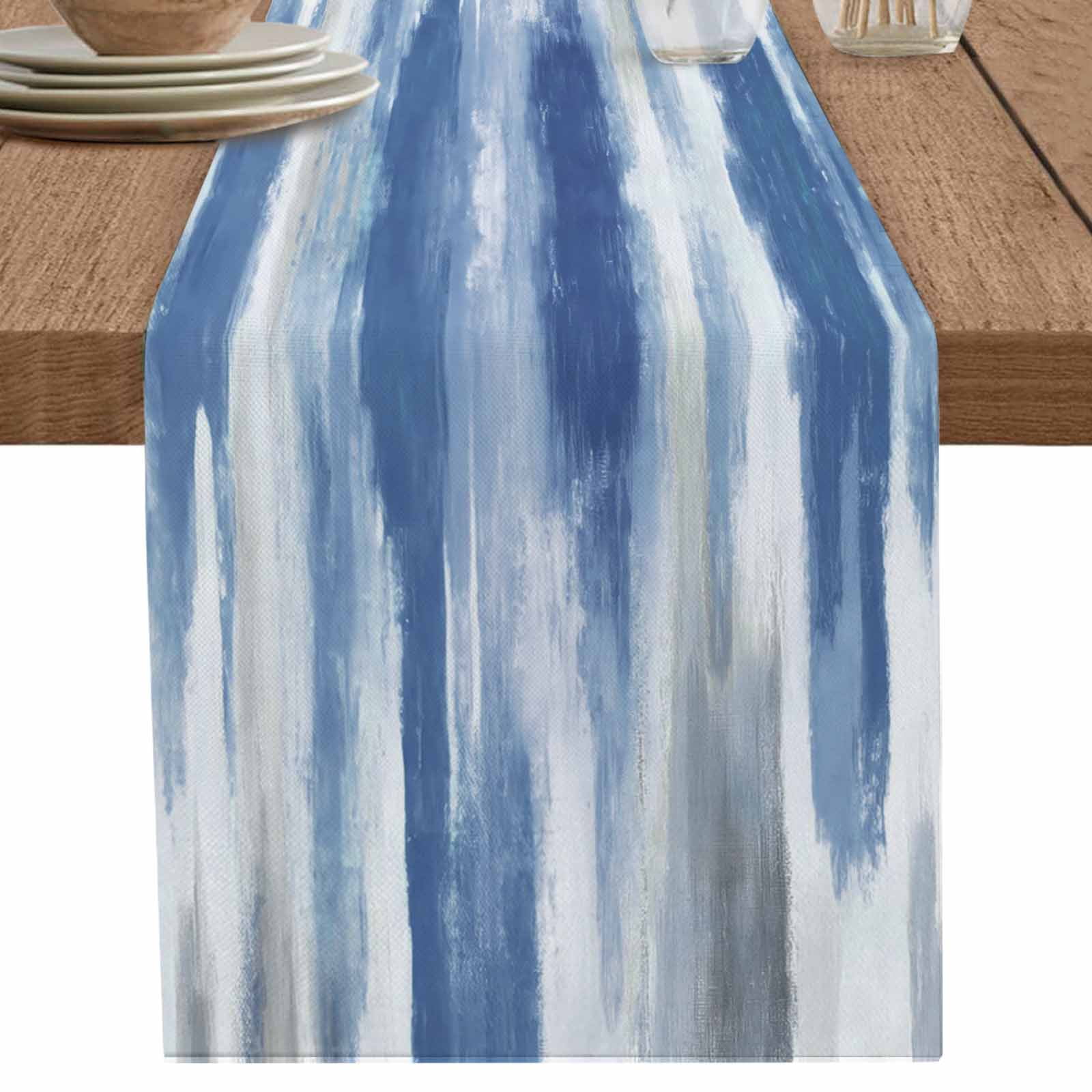 nqOlkjepod Blue Gray Table Runner 72 Inches Long Farmhouse Dress ...