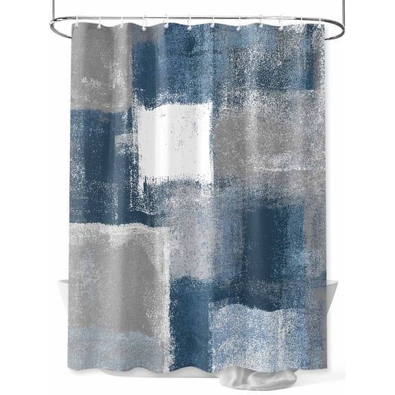 nqOlkjepod Blue Grey Ombre Shower Curtain, Waterproof Shower Curtains for Bathroom, Abstract Vintage Oil Painting Gradient Washable Bathtub Curtain Set Bath Decor with 12 Hooks Standard 72"x72"