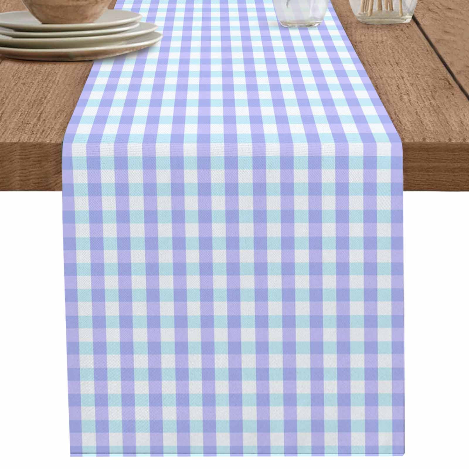 nqOlkjepod Blue Grid Table Runner 72 Inches Long Farmhouse Dress ...