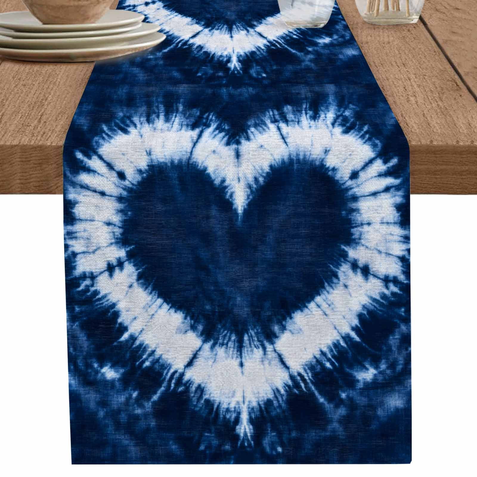 nqOlkjepod Blue Love Heart Table Runner 72 Inches Long Farmhouse Dress ...