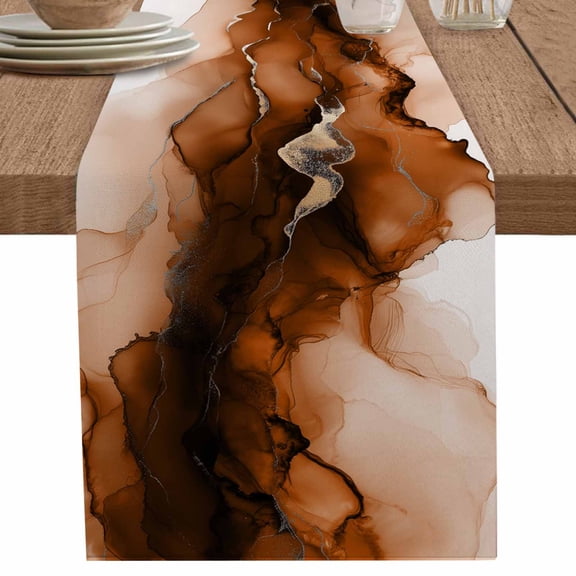 nqOlkjepod Blue Marble Table Runner 48 Inches Long Farmhouse Dress Scarves, Modern Ombre Abstract Ink Painting Art Dining Tablerunner for Coffee Table/Kitchen Island/Party Décor, 13" x 48"