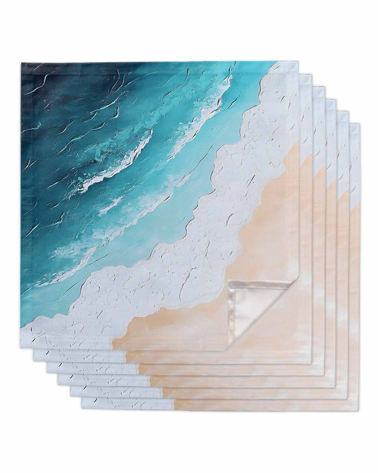 Wavy Blue Tablecloth Napkin S/4 main image 1
