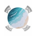 thumbnail image 1 of nqOlkjepod Blue Ocean Round Tablecloth, Fitted Table Cover with Elastic for 36"-44" Round Tables, Summer Ombre Beach Waves Coastal Table Cloth Outdoor Indoor Dinning Party Waterproof Tablecloths, 1 of 6
