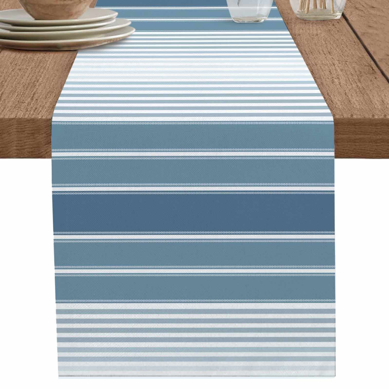 nqOlkjepod Blue Ombre Stripe Table Runner 72 Inches Long Farmhouse ...