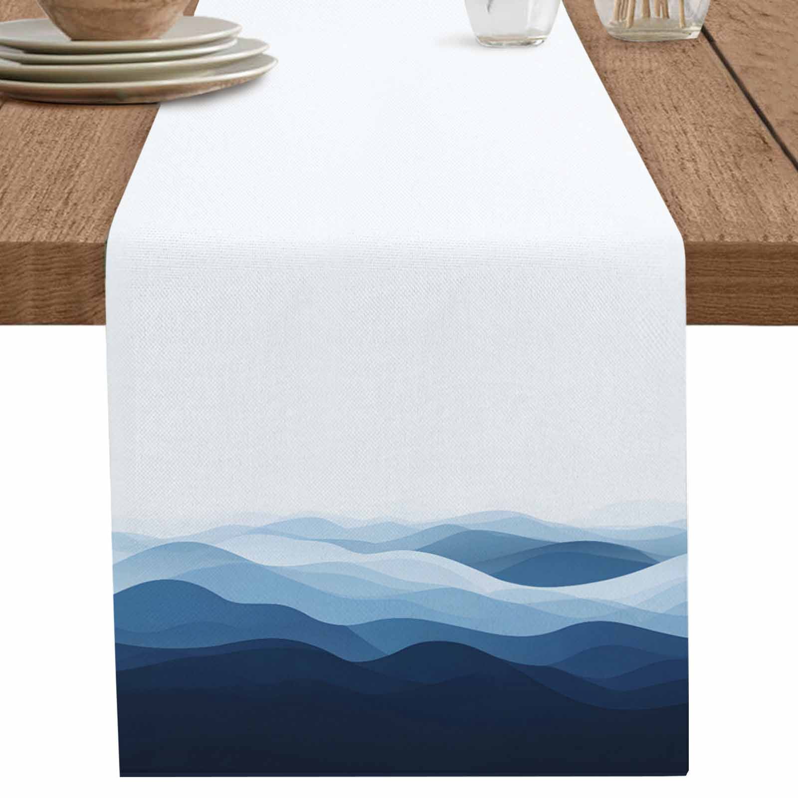 nqOlkjepod Blue Ombre Table Runner 72 Inches Long Farmhouse Dress ...